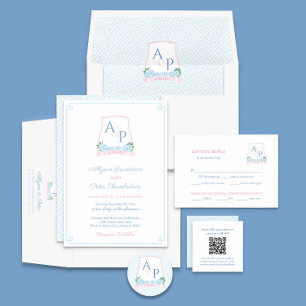 Tarjeta De Recepción Elección de Escudo de la comida del Boda azul prep