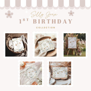 Tarjeta De Agradecimiento Flor silvestre Silly Goose primer cumpleaños