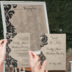 Invitación La vieja y ruidosa boda de damasco negro salva la 