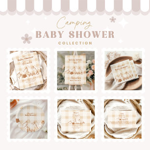 Invitación a Baby Shower de camping neutro