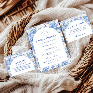 Tarjeta De Agradecimiento Despedida de soltera con jardín de toile azul fran