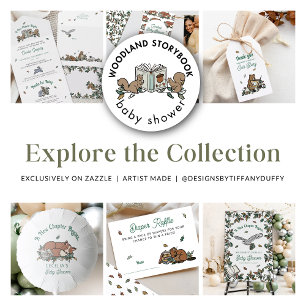 Invitación Todo En Uno Libros de animales de Woodland para Baby Shower