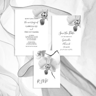 Invitación Boda de orquídeas negras y blancas