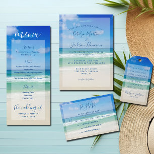 Invitación Moda de fotos de olas oceánicas Boda azul de playa