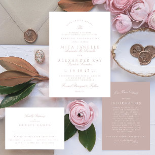 Tarjeta Pequeña Elegante clásico Boda de tazas rosadas QR CÓDIGO R