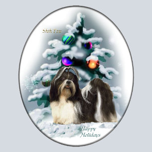 Tarjeta Festiva Regalos de Navidades shih tzu