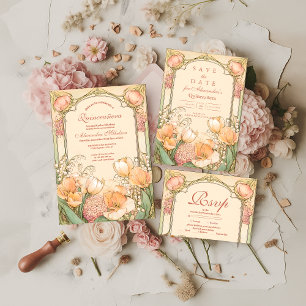 Invitación Celebración de Quinceañera con Tulipán de Melocotó