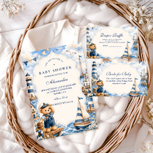 Invitación Ducha de bebé del Oso Marinero Encantado