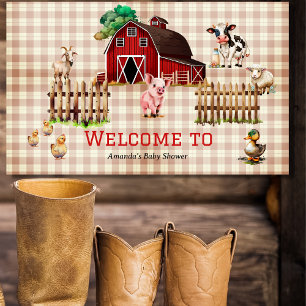 Invitación Baby Shower de moda para animales de granja de Bar