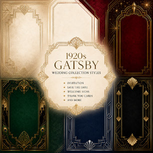 Tarjeta De Agradecimiento Oro Negro Opulencia de Boda Gatsby Años 20