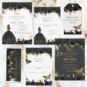 Pegatina Redonda Princesa floral Rustic Gold Quinceanera