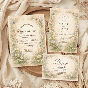 Invitación Quinceañera Azul Rubor Prado