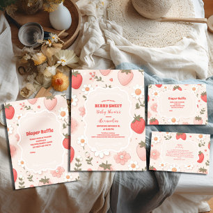 Tarjeta De Recepción Fresa Berry Sweet Baby Shower Diapper Raffle