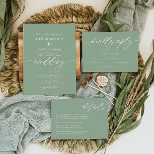 Invitación Sage Green Summer Rustic Elegtic Photo Boda