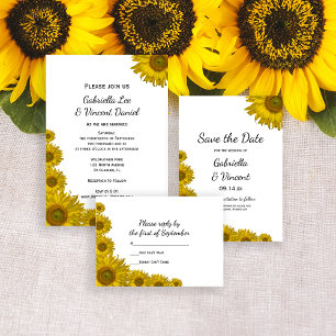 Invitación Boda del borde del girasol amarillo