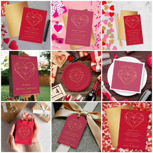 Servilleta De Papel El día de San Valentín de corazón geométrico ducha