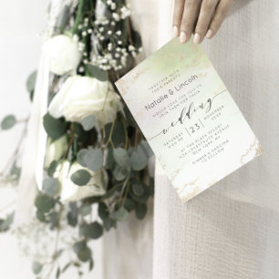 Invitación Ombre Spring Green Relieve metalizado dorado Frost