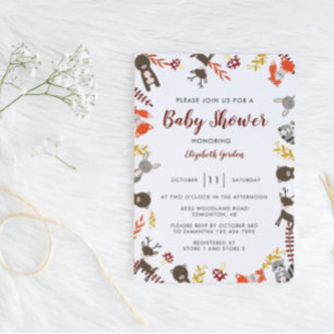 Lámina Woodland Baby Shower Cute Forest Neutral