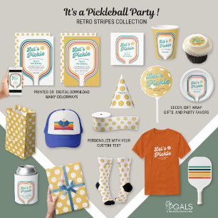 Invitación Fiesta de baloncesto Pickle Retro raya arcoiris