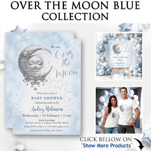 Camiseta Sobre el Baby Shower plateado azul Moon Boy
