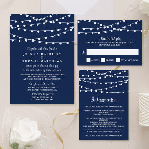 Invitación La Cadena Se Ilumina Sobre La Colección Boda Azul 