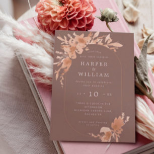Invitación Todo En Uno Cuchara de color de agua sobre la cubierta floral 
