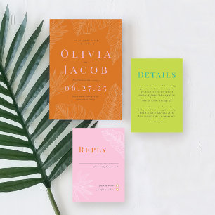 Invitación a la boda tropical moderna