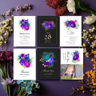 Invitación Floral Floral Mardi Gras Quinceañera