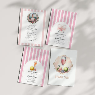 Tarjeta De Agradecimiento Moda Social Club Tennis Bachelorette Foto