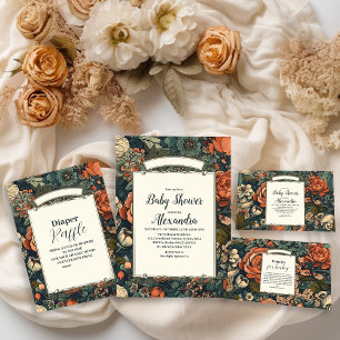 Invitación de Baby Shower a las flores de color de