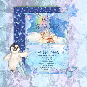 Invitación Bebé, hace frío fuera del Baby Shower de los anima