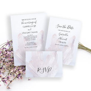 Invitación Boda de cristales púrpura de lavanda ligera