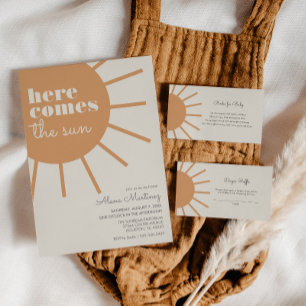 Aquí viene el sol   Invitación de Boho Baby Shower