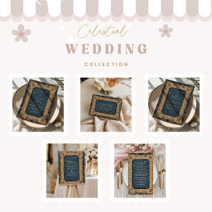 Tarjeta De Agradecimiento Boda Celestial de Medianoche Real