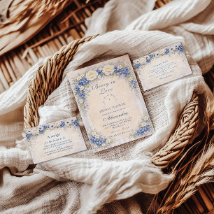 Tarjeta De Agradecimiento Ducha de Novia Romántica de Arándano Azul Suave