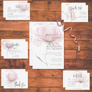 Invitación a la boda floral rosa de color acuático