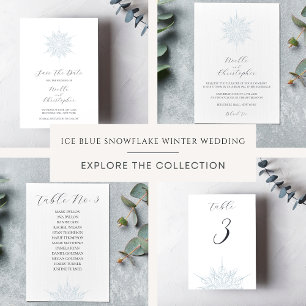 Tarjeta De Mesa Elegante Boda De Invierno De Helado Azul De Nieve