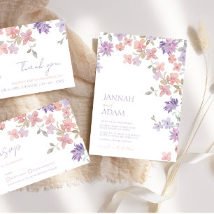 Reserva La Fecha Elegante Lavanda Pink Whimsical Wildflower Boda
