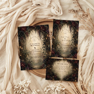 Tarjeta De Agradecimiento Boda gótica en el bosque