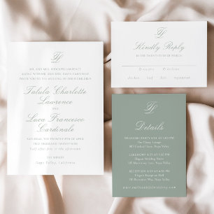 Invitación Talula Sage Green Elegant Wedding