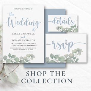 Tarjeta Boda RSVP Rústica Dusty Blue