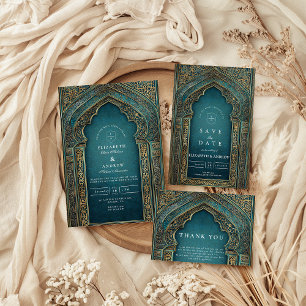 Invitación Boda Islámica Arco Teal