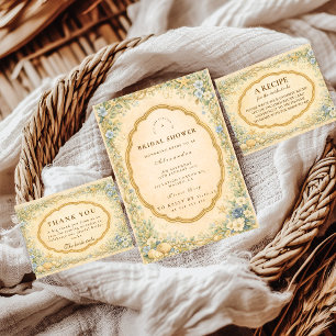 Tarjeta De Agradecimiento Torta nupcial de flores silvestres costeras vintag