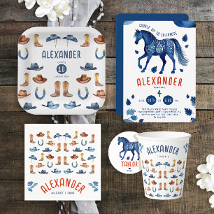 Servilleta De Papel Cuidado Rodeo Rojo Azul Caballo Vaquero Nombre de 