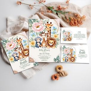 Invitación Safari Tropical Jungle Animals Baby Shower