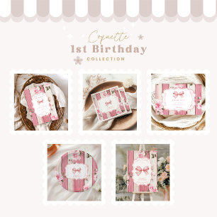 Tarjeta De Agradecimiento Cute Bow Floral Fancy ONE Chica Primer cumpleaños