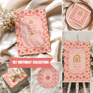 Papel De Regalo Berry First Strawberry Chica primer Fiesta de cump