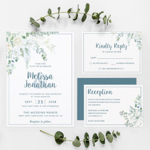 Invitación Boda de flores gentiles rumiantes florales blancas