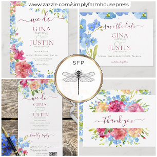 Invitación Carnations & Forget Me Nots Wedting