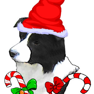 Tarjeta Festiva Navidades de Cute Border Collie